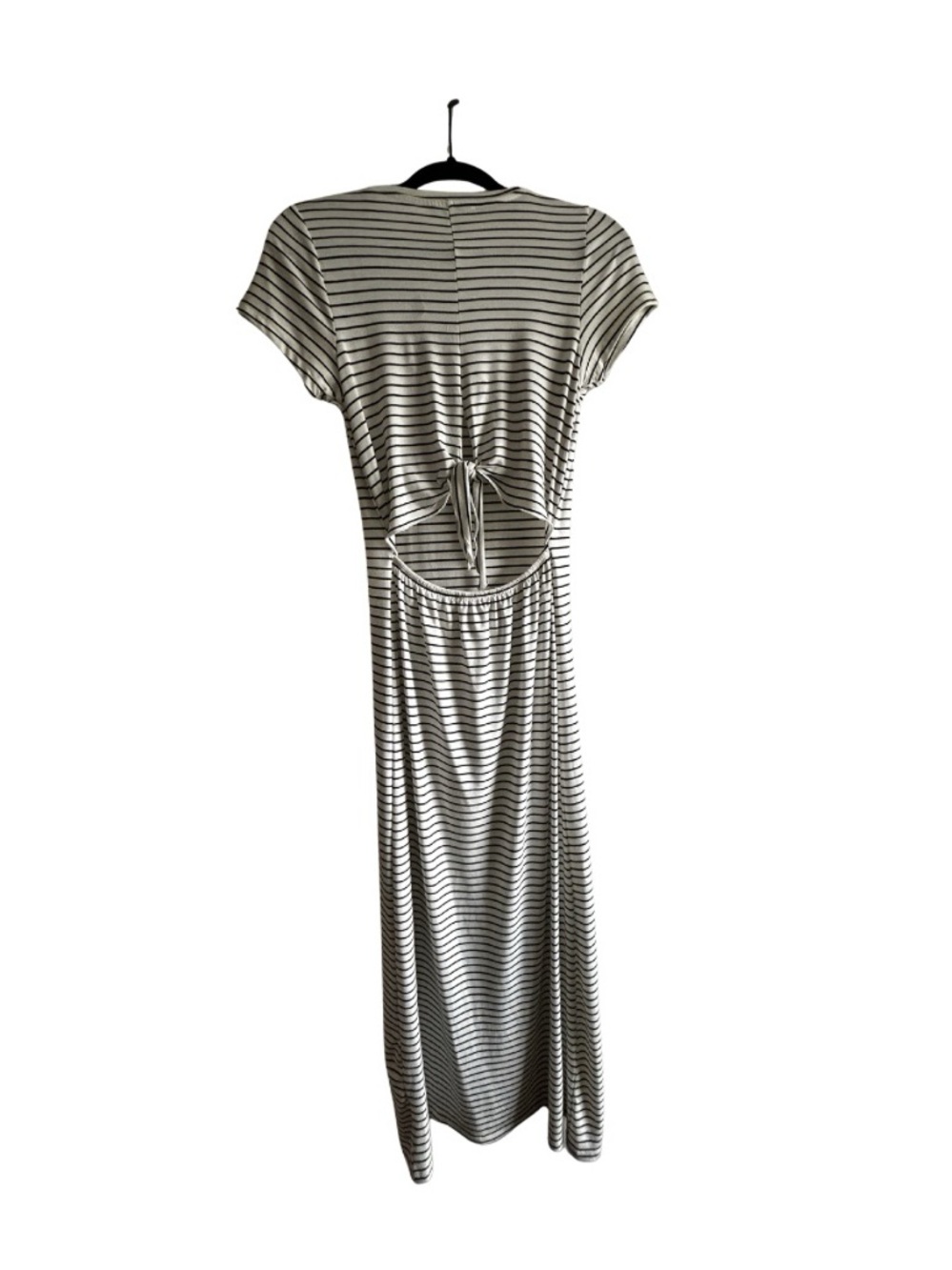 Atmosphere White and Black Striped Backless Tie-Back Maxi Dress